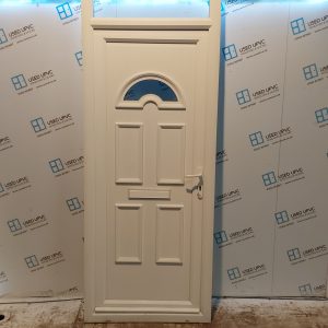 Used White Upvc Front Door And Toplight 920mm x 2520mm (Reduce To 2470mm) 0196