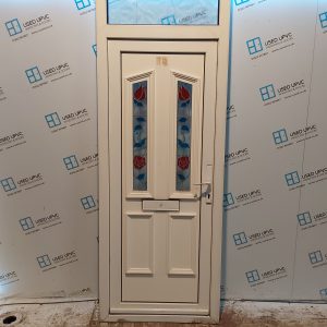 Used White Upvc Front Door And Toplight 850mm x 2380mm 0031