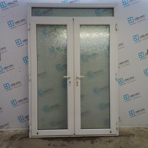 Used White Upvc French Doors And Toplight (Outwards Opening) 1535mm x 2280mm EA12