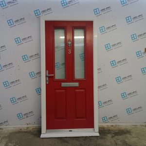 Used Red Composite Front Door 990mm x 2050mm C10D48