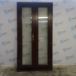 Used Rosewood Upvc French Doors 1190mm x 2245mm (Reduce To 1150mm) EA5