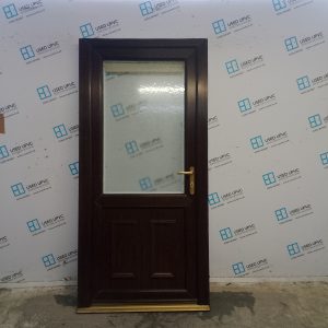 Used Rosewood Upvc Back Door 900mm x 2050mm (Reduce To 945mm) 0813