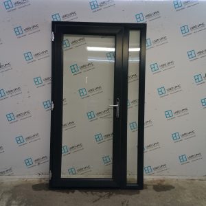 Used Anthracite Grey Upvc Full Glass Door And Side Panel (Temporary Fitted) 1175mm x 2065mm DS058