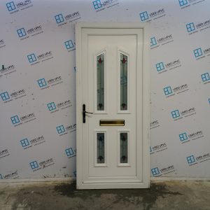 Used White Upvc Front Door 915mm x 2065mm (Reduce To 895mm) 0500