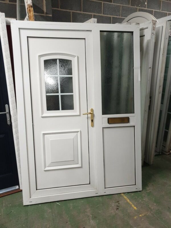 Used White Upvc Door And Side Panel 1430mm X 2010mm (FD0047)