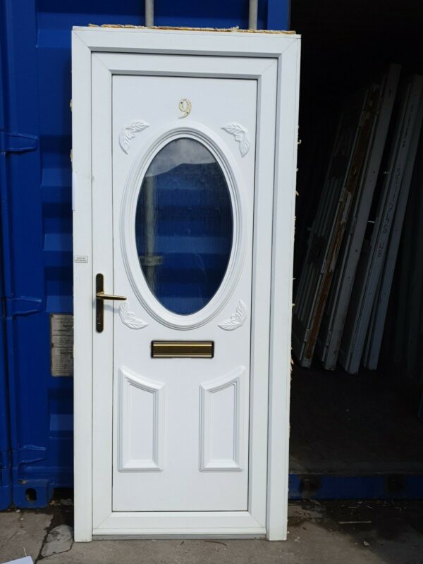 White Upvc Front Door 900 X 2090 (REDUCE TO 885 X 2075) (C10D5)