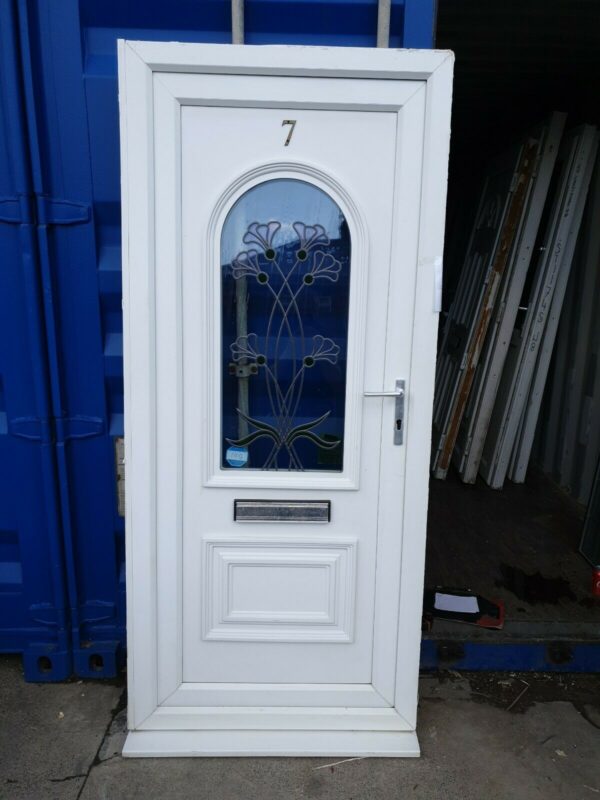 White Upvc Front Door 930 X 2090 (REDUCES TO 910 X 2090) (C10D10)